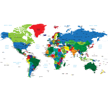 Adesivo murale colorato mappa del mondo - TenStickers