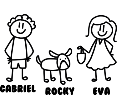 Adesivo per frigo coppia felice con cane personalizzato - TenStickers