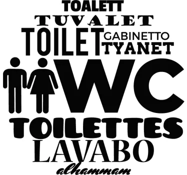 Adesivo segnaletica WC lingue - TenStickers