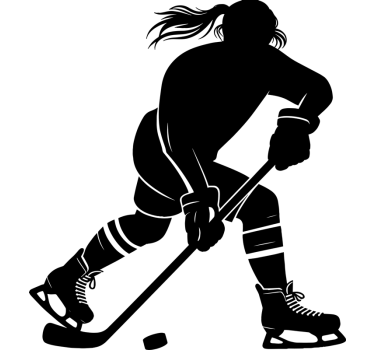 Adesivo sport sagoma di donna che pratica l'hockey su ghiaccio - TenStickers