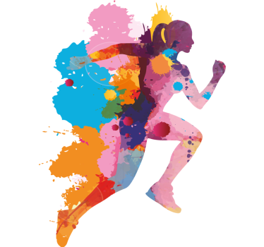 Adesivi animali per bambini donna che corre e dipinge - TenStickers
