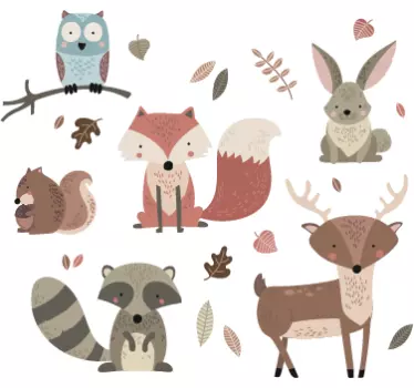 Adesivi murali bambini animali autunno - TenStickers