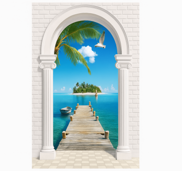 Adesivo per porta arco romano con vista - TenStickers