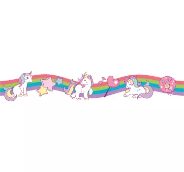 Greca decorativa adesiva con unicorni - TenStickers