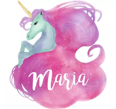 Adesivo personalizzabile con nome e unicorno - TenStickers