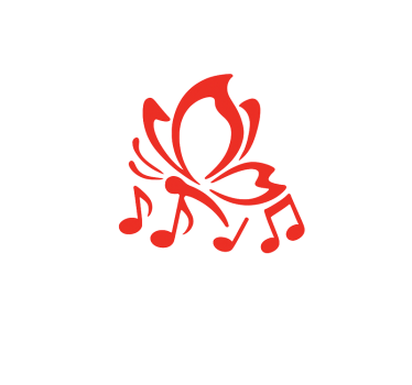 Adesivo per bici note musicali a forma di farfalla - TenStickers