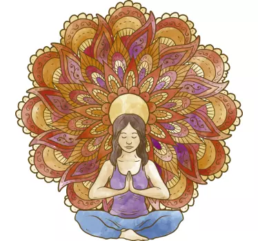 Adesivo murale floreale disegno colorato yoga - TenStickers