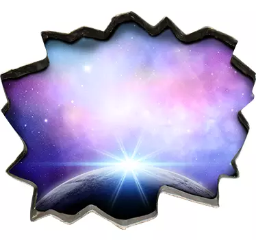 Adesivo murale illusione trompe l'oeuvre osserva il cosmo - TenStickers