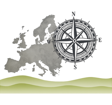 Adesivo per roulotte paesaggio globale e bussola - TenStickers
