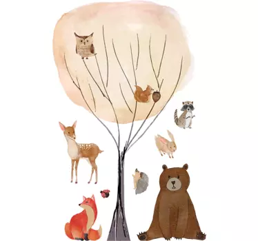Adesivo animale della foresta acquarello - TenStickers