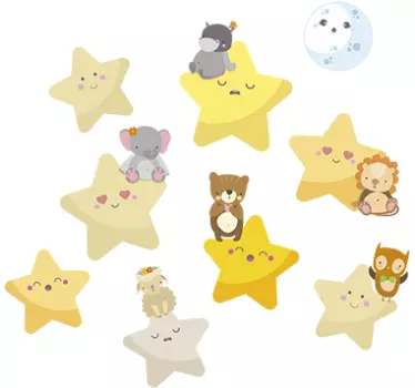Sticker camerette neonati stelle e animaletti - TenStickers