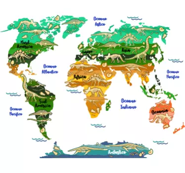 Adesivo mappamondo con dinosauri - TenStickers