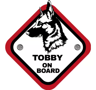 Adesivo per auto cane a bordo nome personalizzato - TenStickers