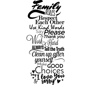 Adesivo murale frase regole della casa inglese - TenStickers