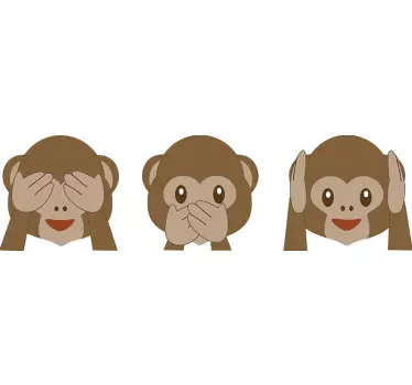 Adesivo murale emoticon scimmiette - TenStickers