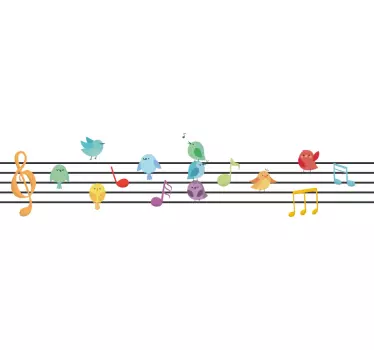 Sticker cameretta uccelli e musica per cameretta - TenStickers