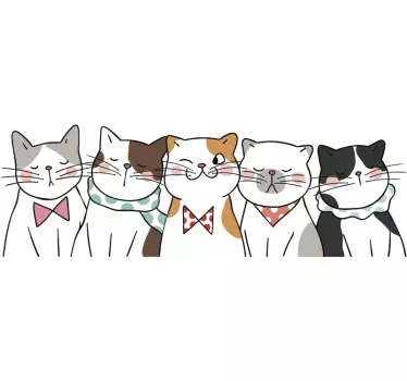 Adesivo per auto con fila di gatti - TenStickers