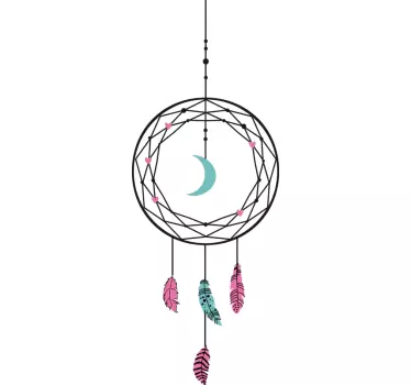 Adesivo decorativo acchiappasogni con piume geometriche - TenStickers