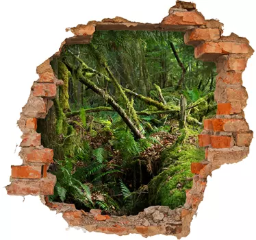 Adesivo da parete con effetti visivi jungle trompe l'oeil - TenStickers