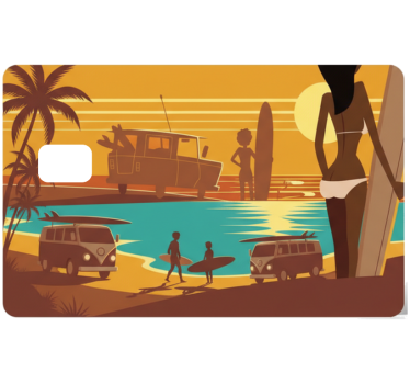 Adesivo carta di credito tramonto sulla spiaggia retro - TenStickers