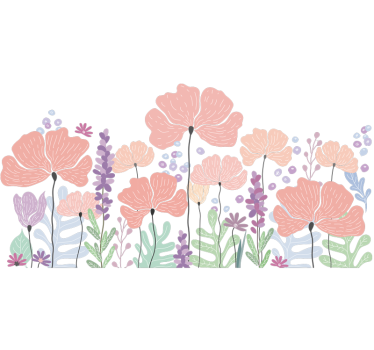 Adesivo murale camera da letto fiori rosa e viola - TenStickers