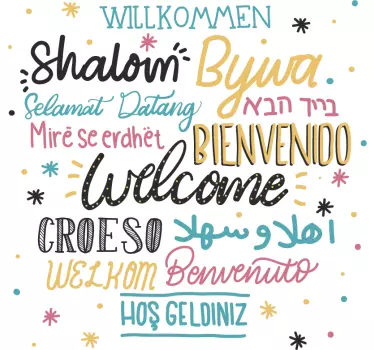 Scritta adesiva per parete benvenuto in lingue diverse - TenStickers