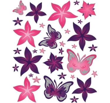 Adesivo per bici grafiche farfalla floreale rosa - TenStickers