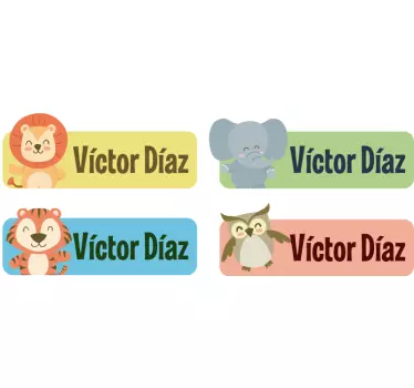Adesivo murale bambino etichetta animaletti - TenStickers