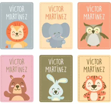 Adesivo murale bambino etichette animali - TenStickers