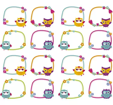 Adesivo murale bambino etichette quaderno con gufo - TenStickers