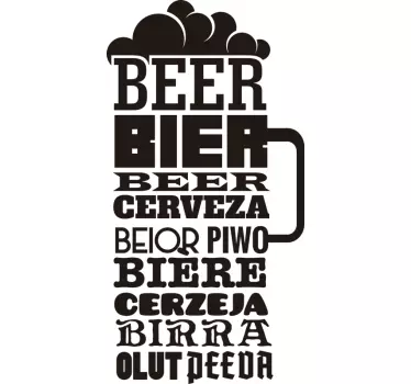 Adesivo murale cucina birra in tutte le lingue - TenStickers