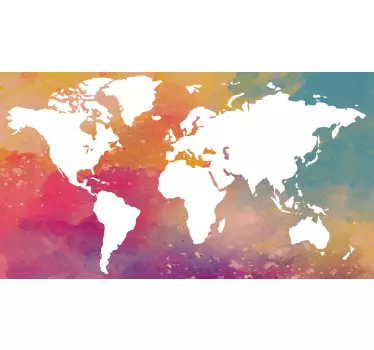 Adesivi animali per bambini mappa del mondo colorata - TenStickers