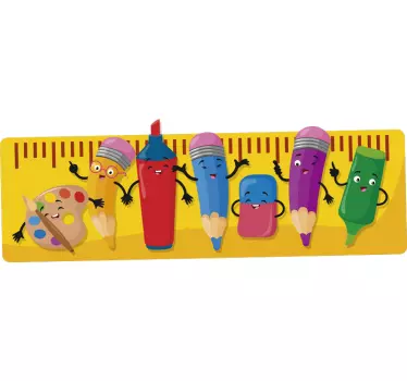 Adesivo per bambini personaggi allegri di cancelleria - TenStickers