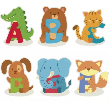 Adesivo per bambini caratteri dell'alfabeto animale - TenStickers