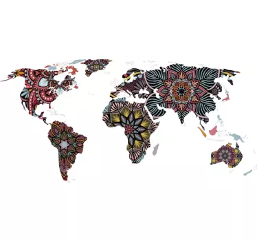 Adesivo murale mappamondo mandala - TenStickers