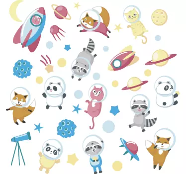 Sticker murale animali nello spazio - TenStickers