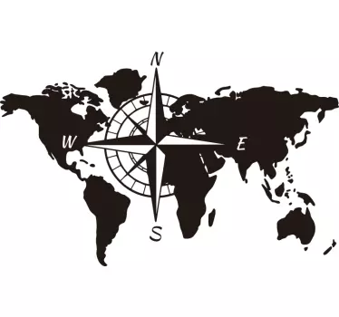 Adesivo camper mappamondo e bussola per camper - TenStickers