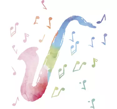 Sticker Jazz sassofono colorato ad acquerello - TenStickers