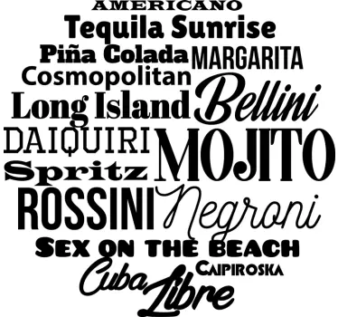 Sticker moderno nomi cocktails - TenStickers