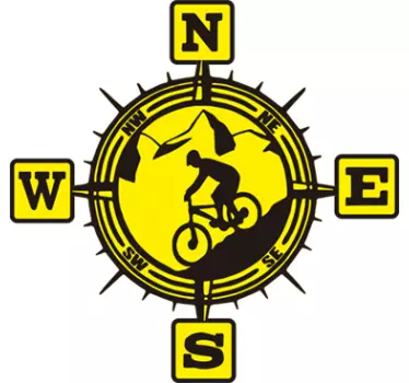 Adesivo murale viaggio bussola con mountain bike - TenStickers