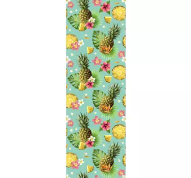 Adesivo frigo ananas e fiori tropicali - TenStickers