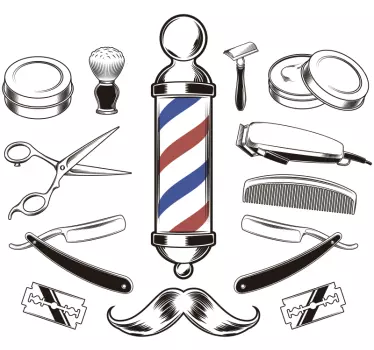 Sticker azienda strumenti del barbiere - TenStickers