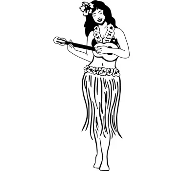 Sticker decorativo hawaiana con ukulele - TenStickers