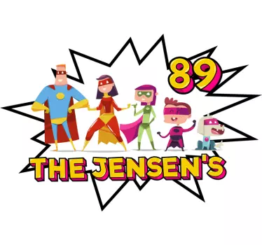 Adesivo per frigo famiglia supereroi personalizzata - TenStickers