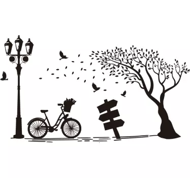 Adesivo da parete vintage autunno bici - TenStickers