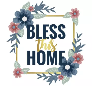Adesivo da parete floreale scritta casa - TenStickers