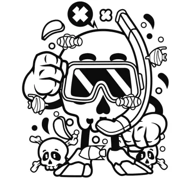 Adesivi animali per bambini grafica teschio subacqueo - TenStickers