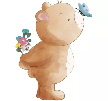 Adesivo da parete con orso e farfalla - TenStickers