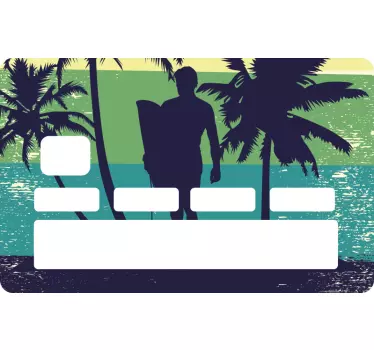 Adesivo carta di credito silhouette del surfista - TenStickers