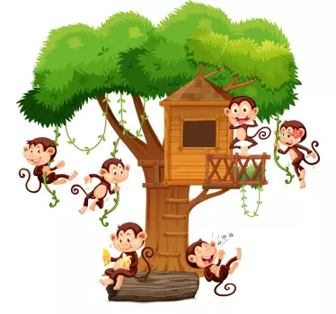 Albero con scimmie adesivo murale albero - TenStickers